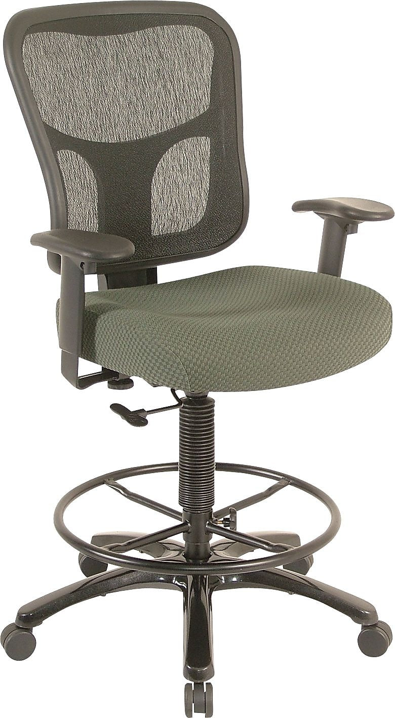 Tempur-Pedic Fabric Drafting Stool with Backrest and Footrest with Lumbar Support, Olive (TP8200-OLIVE)