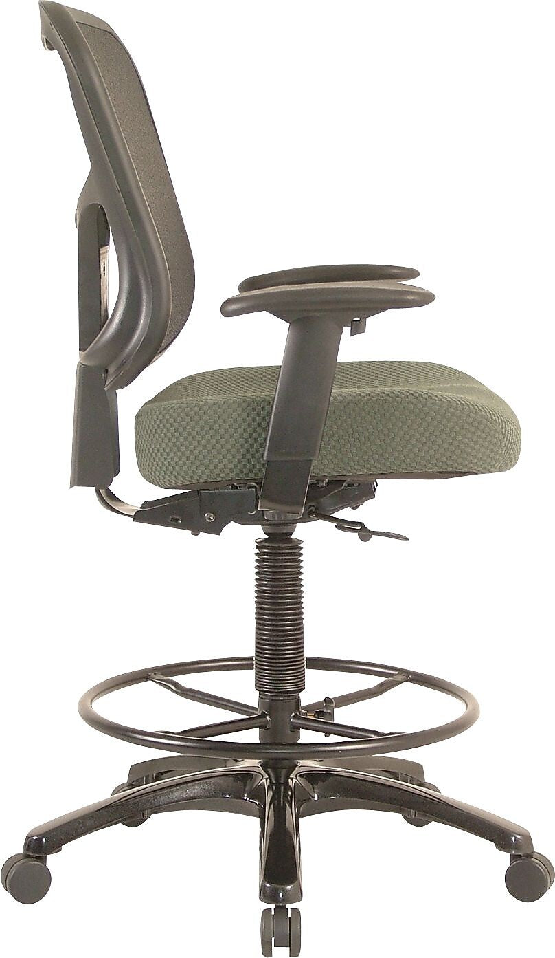 Tempur-Pedic Fabric Drafting Stool with Backrest and Footrest with Lumbar Support, Olive (TP8200-OLIVE)