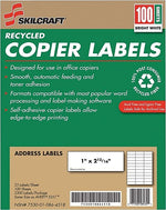 AbilityOne Recycled Copier Labels, 1 x 2-13/16, White, 3300 Labels/Box (7530010864518)