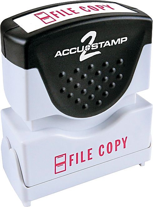 Accu-Stamp2® One-Color Pre-Inked Shutter Message Stamp, FILE COPY, 1/2" x 1-5/8" Impression, Red Ink (035596)