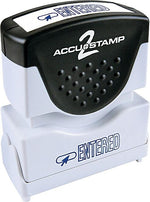 Accu-Stamp2® One-Color Pre-Inked Shutter Message Stamp, ENTERED, 1/2" x 1-5/8" Impression, Blue Ink (035573)
