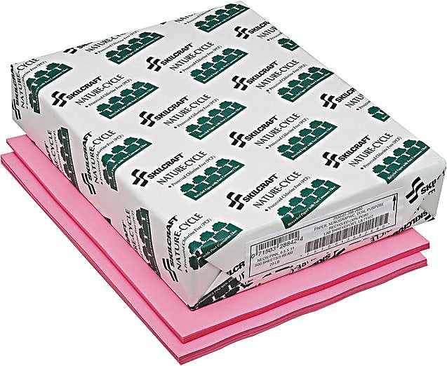 AbilityOne SKILCRAFT Neon Colored Copier Paper, Letter, Neon Pink, 500/Ream (7530013982680)