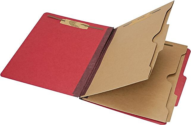 AbilityOne Classification Pocket Folder, 6-Section, Letter, Dark Red, 10/Bx (7530016006972)