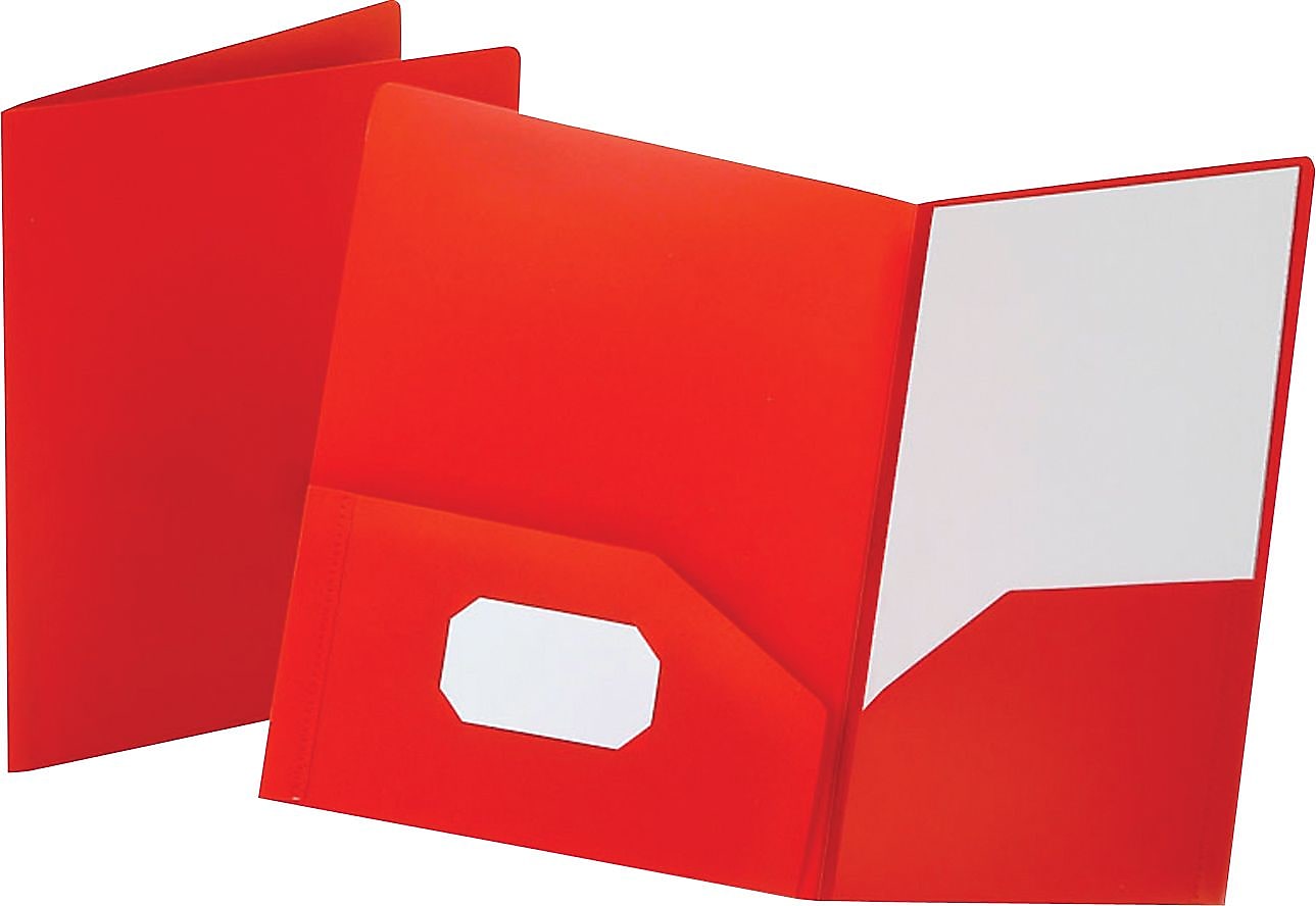 Polypropylene Twin Pocket Portfolio, 8-3/4"x11-1/4", Red