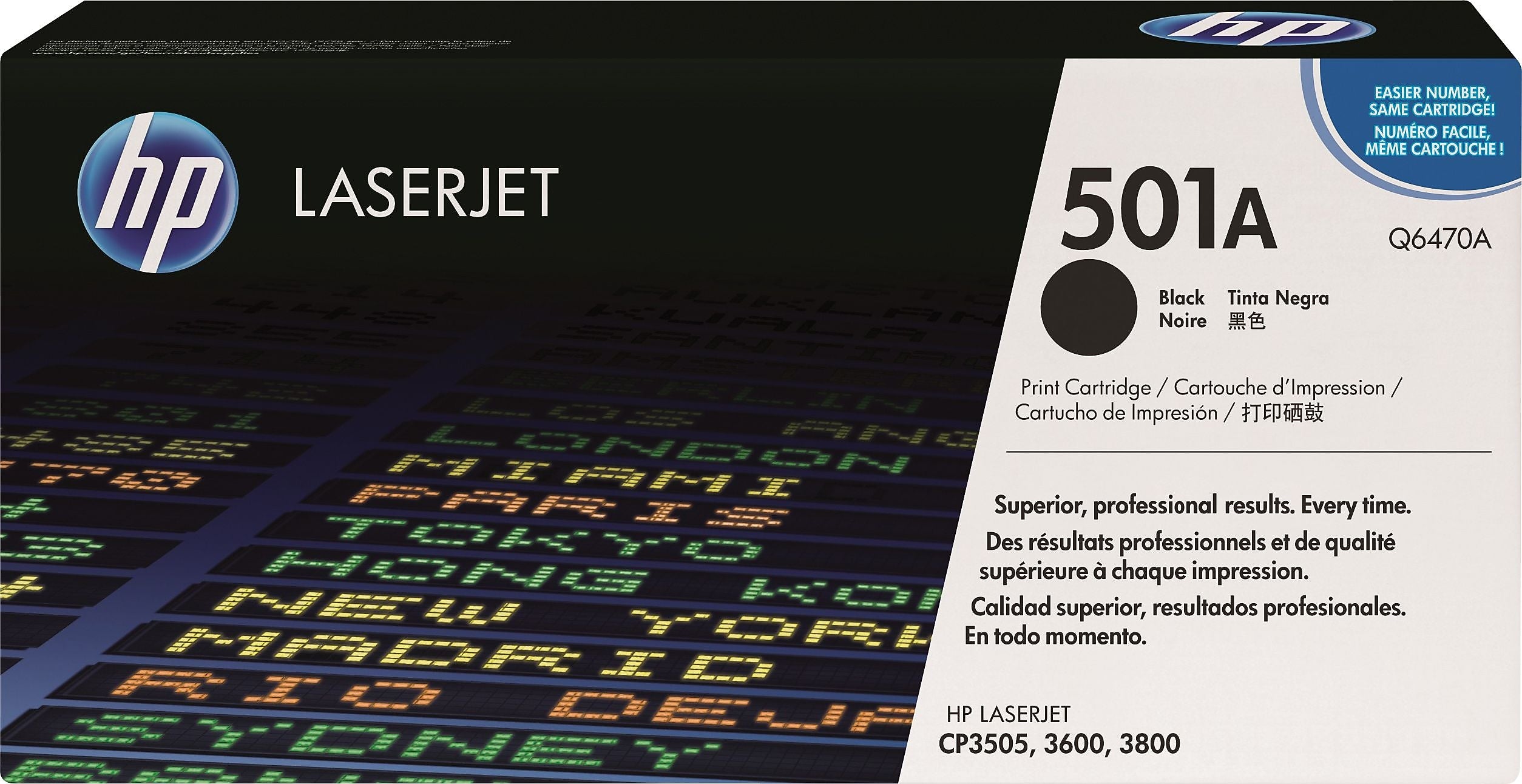 HP 501A Black Standard Yield Toner Cartridge, Prints Up to 6,000 pages (Q6470A)