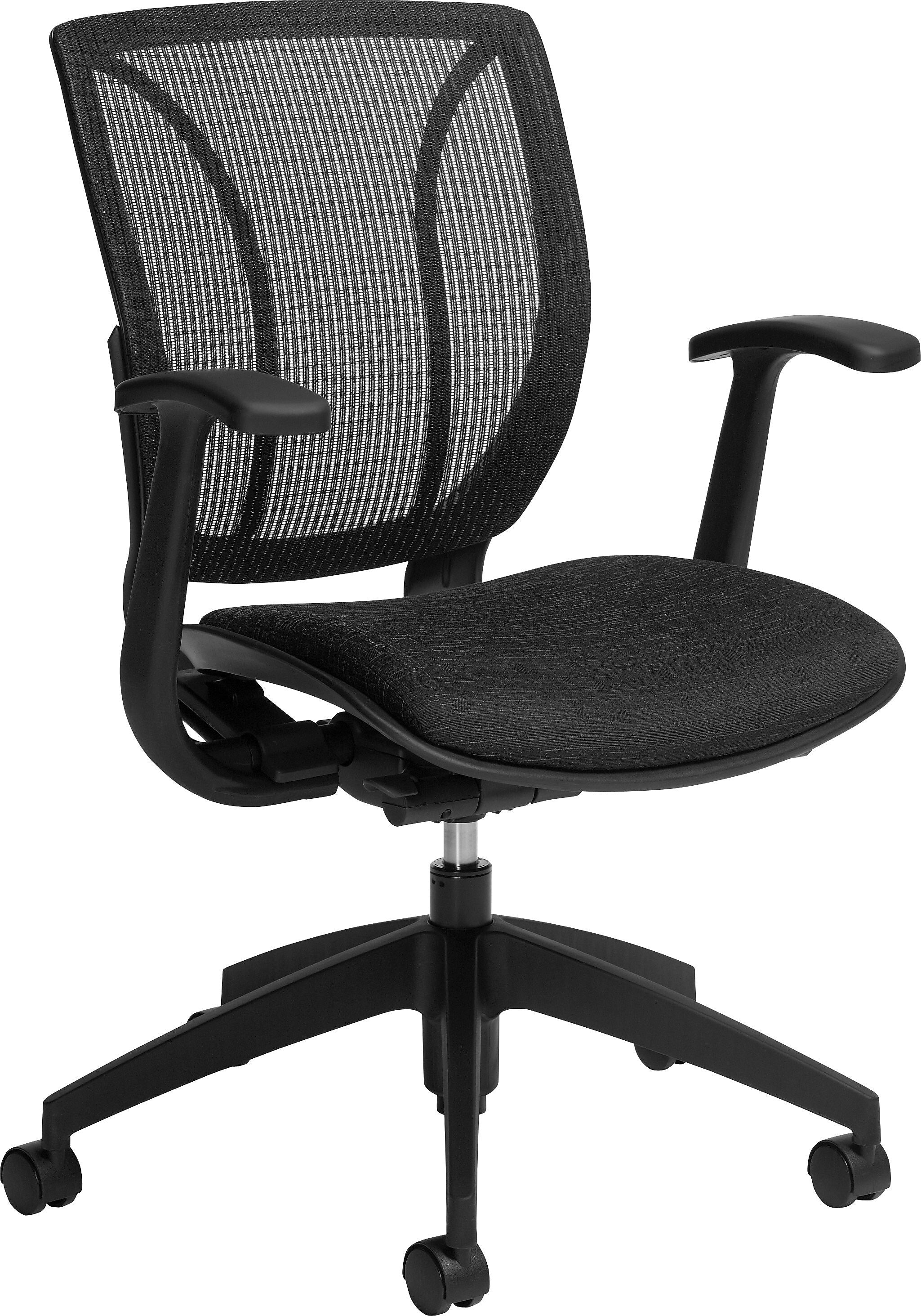 Global Roma Mid-Back Mesh/Fabric Task Chair, Coal (1906MBBKUR22)