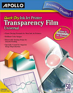 Apollo Universal Quick-Dry Transparencies, 8.5" x 11", 50/Box (CG7033S)