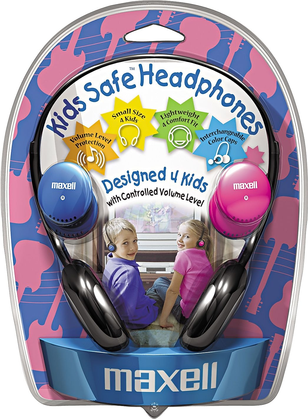 Maxell Kids Safe Headphones, Pink/Blue/Silver (KHP-2)