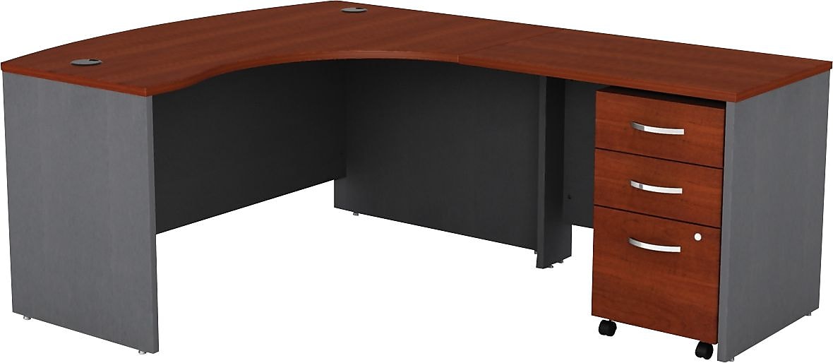 Bush Business Furniture Components 60"W L Shaped Desk with Left Handed Return and 3 Drw File Cabinet, Hansen Cherry (BDL003HCL)