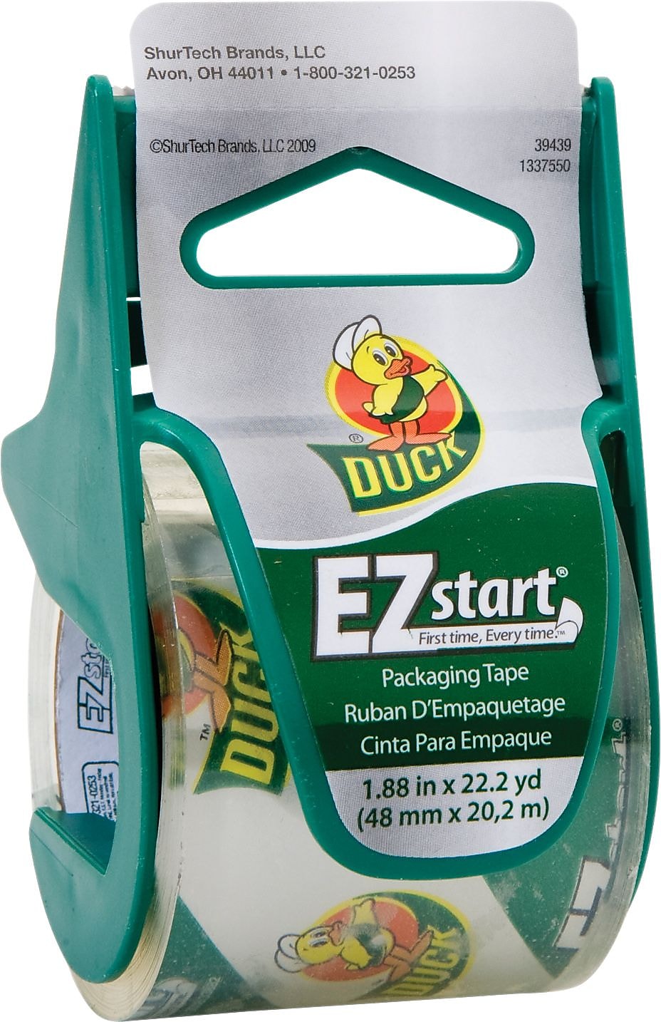 Duck EZ Start Packing Tape with Dispenser, 1.88" x 22.2 yds., Clear (DUC07307)
