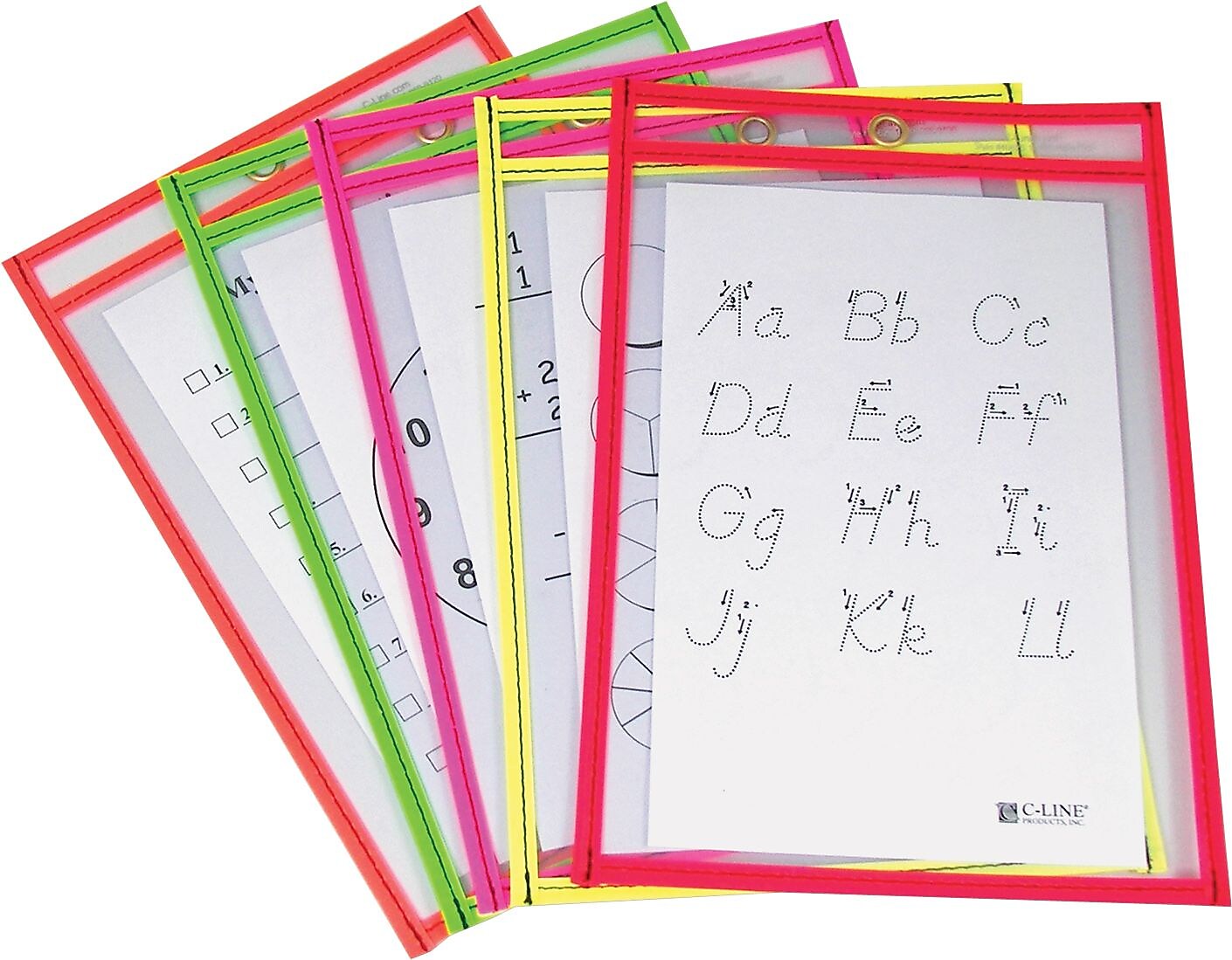 9" x 12" Reusable Dry Erase Pockets Neon, 25/pack