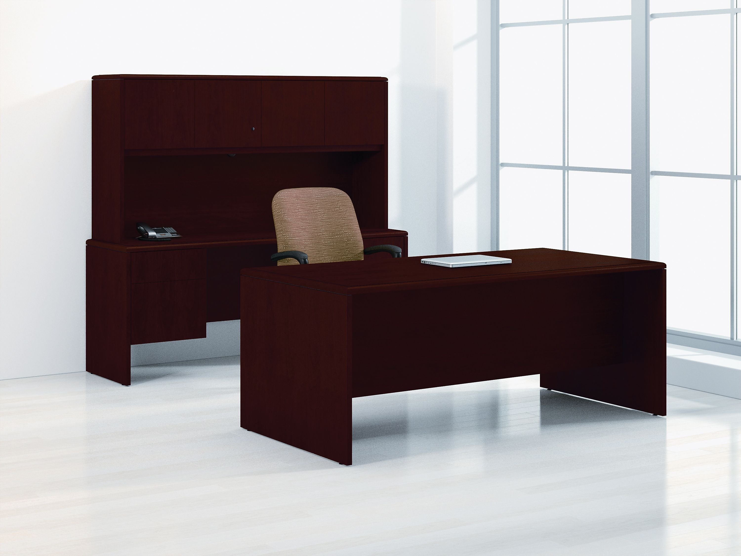 National Office Furniture Arrowood™ Laminate Kneespace Credenza, Cordovan, 29 1/2" H x 71 3/4" W x 23 3/4" D