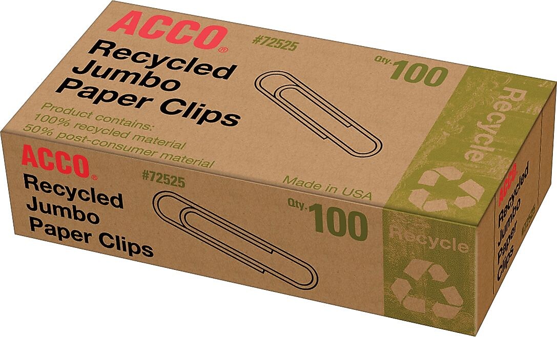 ACCO Jumbo Paper Clips, Silver, 5 Clips/Pack (72525CT)
