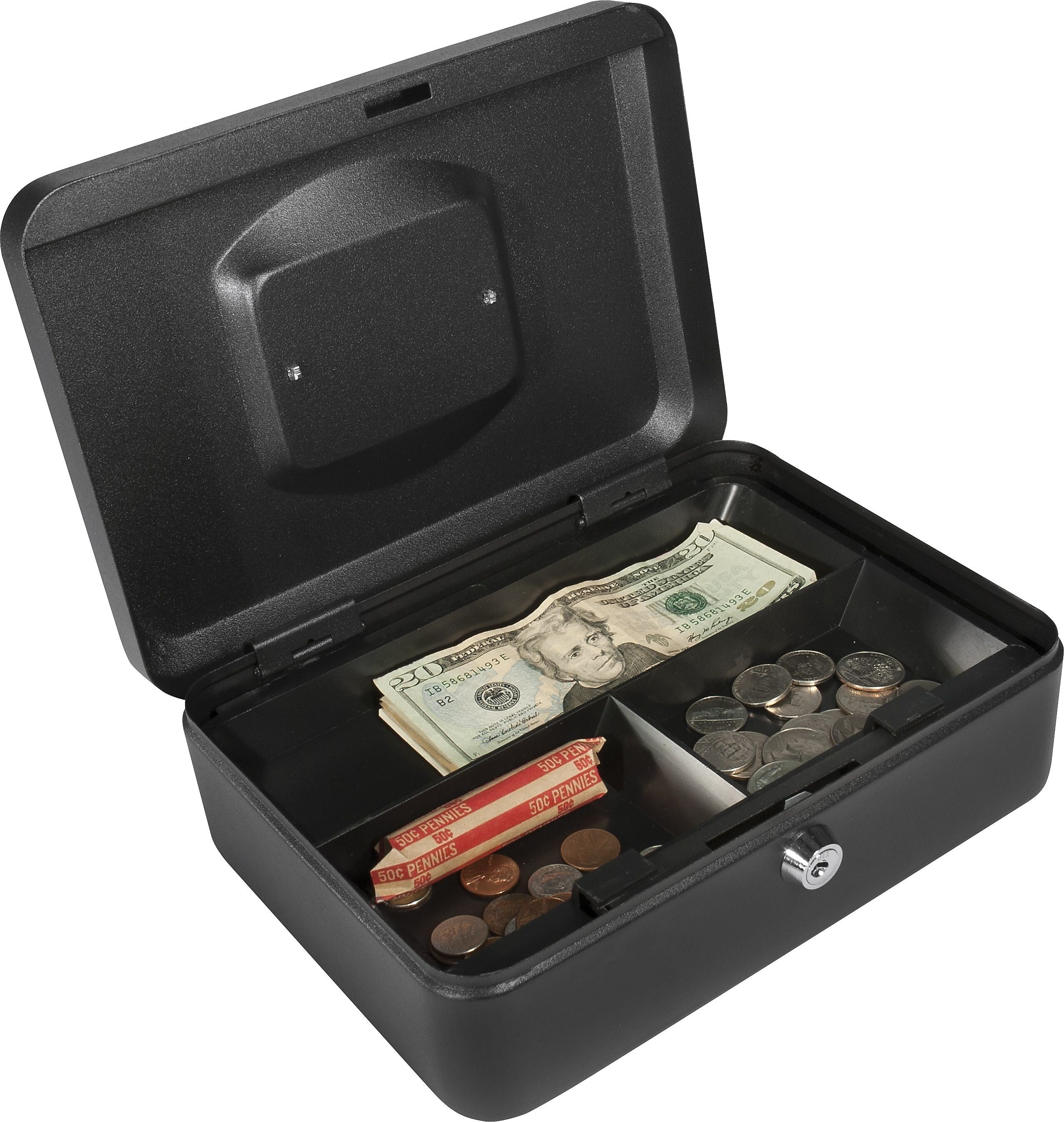 BARSKA Medium Cash Box, 3 Compartments, Black (CB11832)