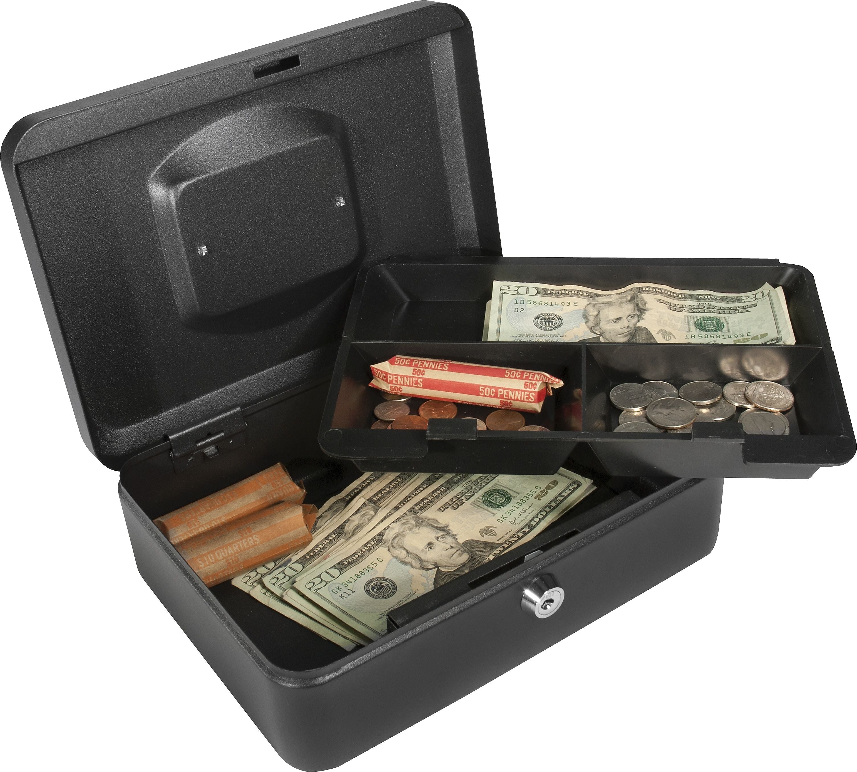 BARSKA Medium Cash Box, 3 Compartments, Black (CB11832)