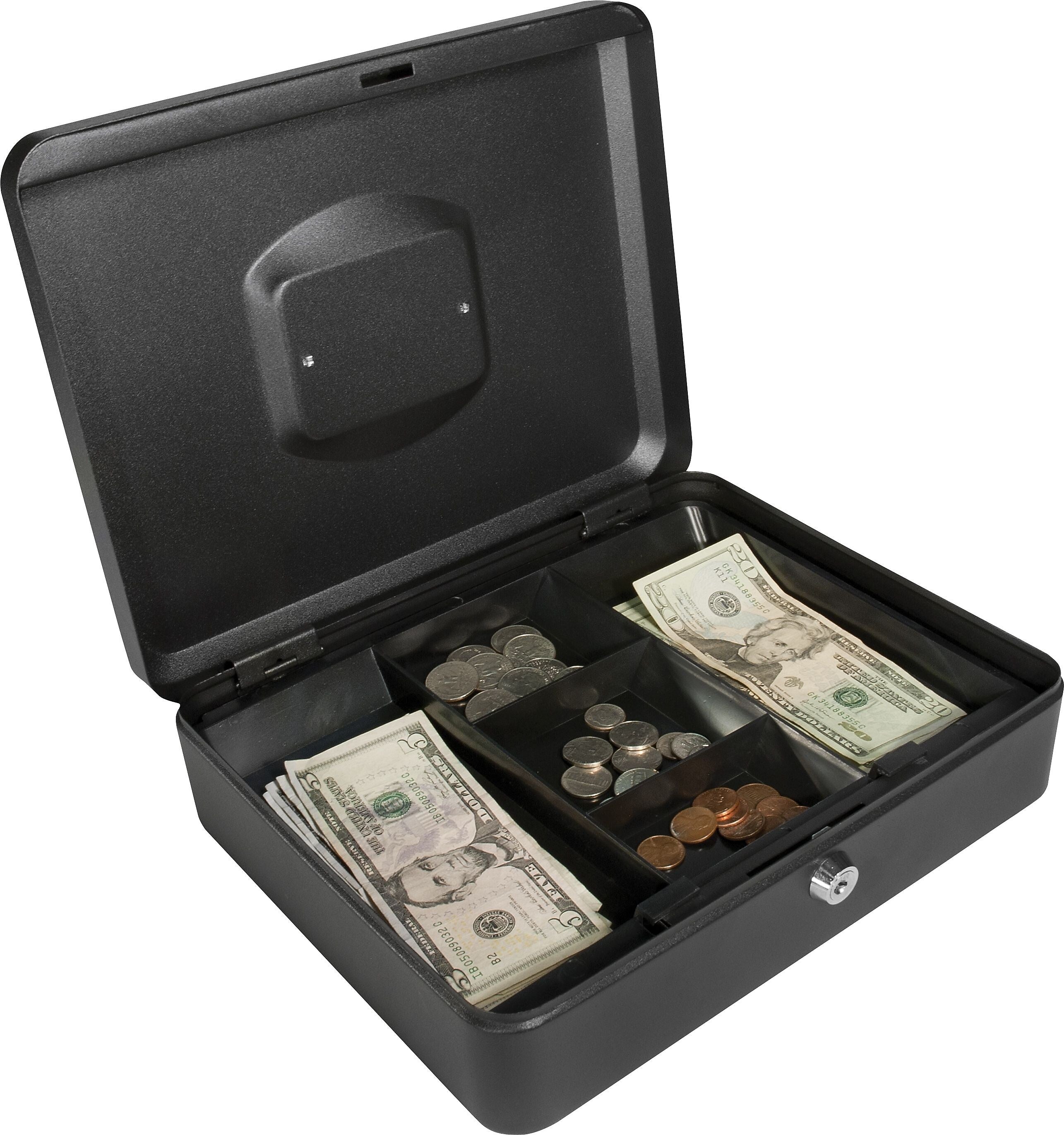 BARSKA Large Cash Box, 5 Compartments, Black (CB11834)