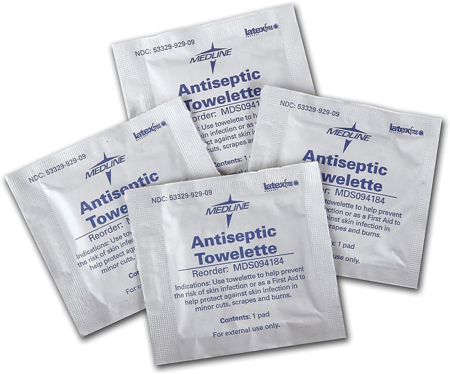 Medline Antiseptic Towelettes, 5" x 7" Size, 1000/Pack