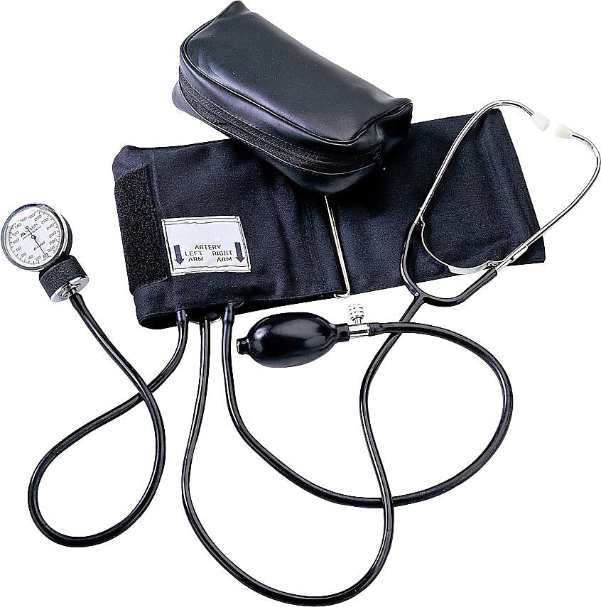 Medline Blood Pressure Kit with Attached Stethoscope, Adult Size, Black (MDS9301)