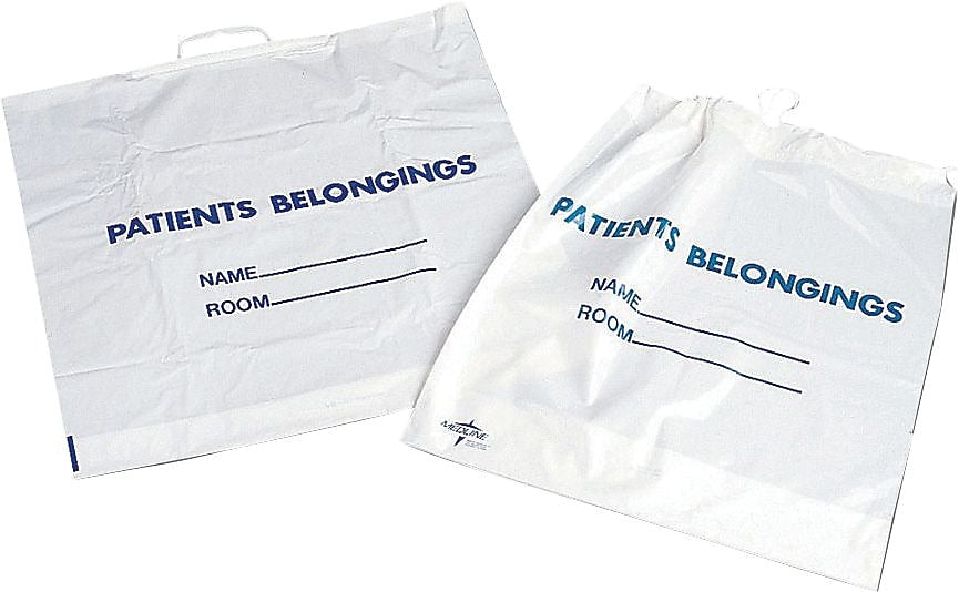 Medline Rigid Handle Patient Belonging Bags, White, 250/Pack (NON026320)