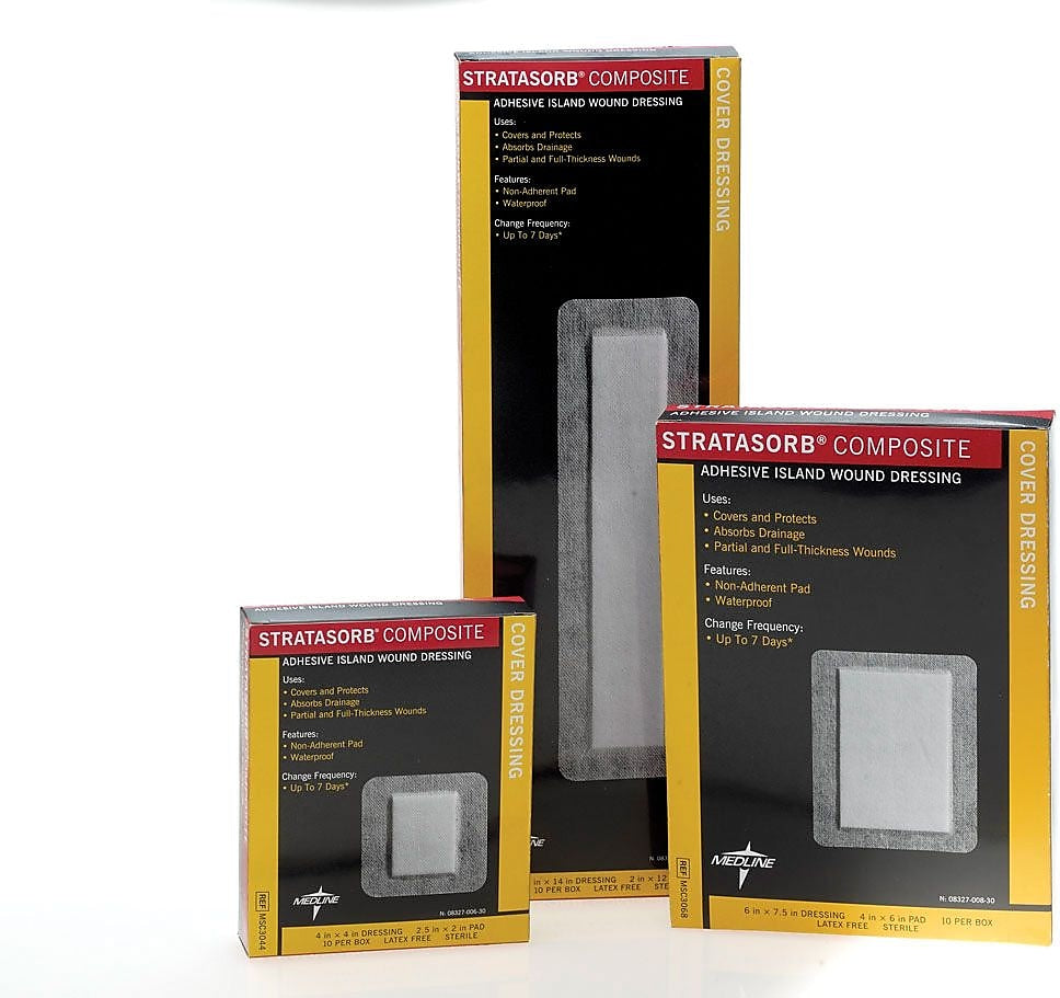 Stratasorb Composite Dressings, 4" L x 4" W, 10/Box (MSC3044Z)