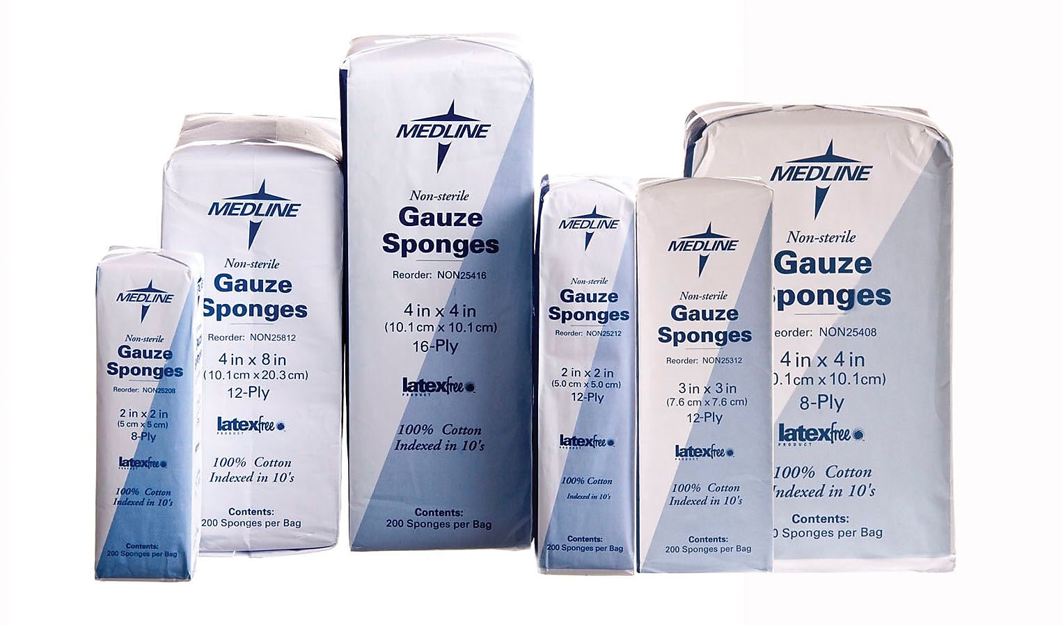 Medline Woven Non-sterile Gauze Sponges, 8" x 4" Size, 12 Ply, 200/Pack