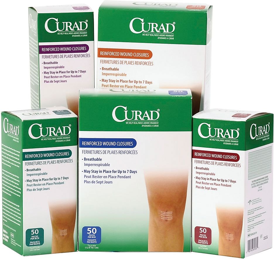 Curad Medi-Strips Sterile Reinforced Wound Closure Strips, 4" L x 1/2" W, 300/Box (NON250412Z)