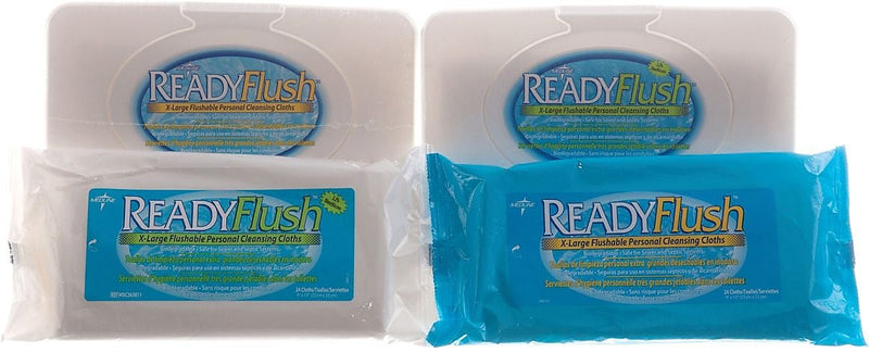 ReadyFlush Flushable Wet Wipes, 13'' L x 9'' W, Fragrance, Soft Pack Container, 24/Pack