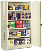 Tennsco Assembled Jumbo Steel Storage Cabinet, 4-Shelf, Putty, 78"H x 48"W x 24"D