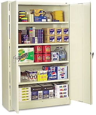 Tennsco Assembled Jumbo Steel Storage Cabinet, 4-Shelf, Putty, 78"H x 48"W x 24"D