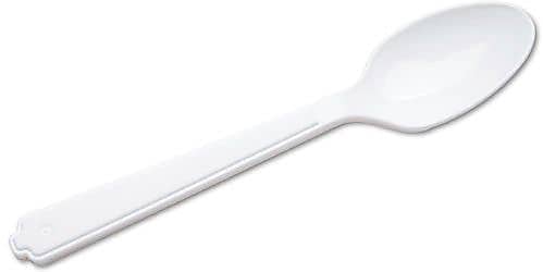 AbilityOne LC Industries Plastic Teaspoons, Heavy Weight, White, 100/Pk