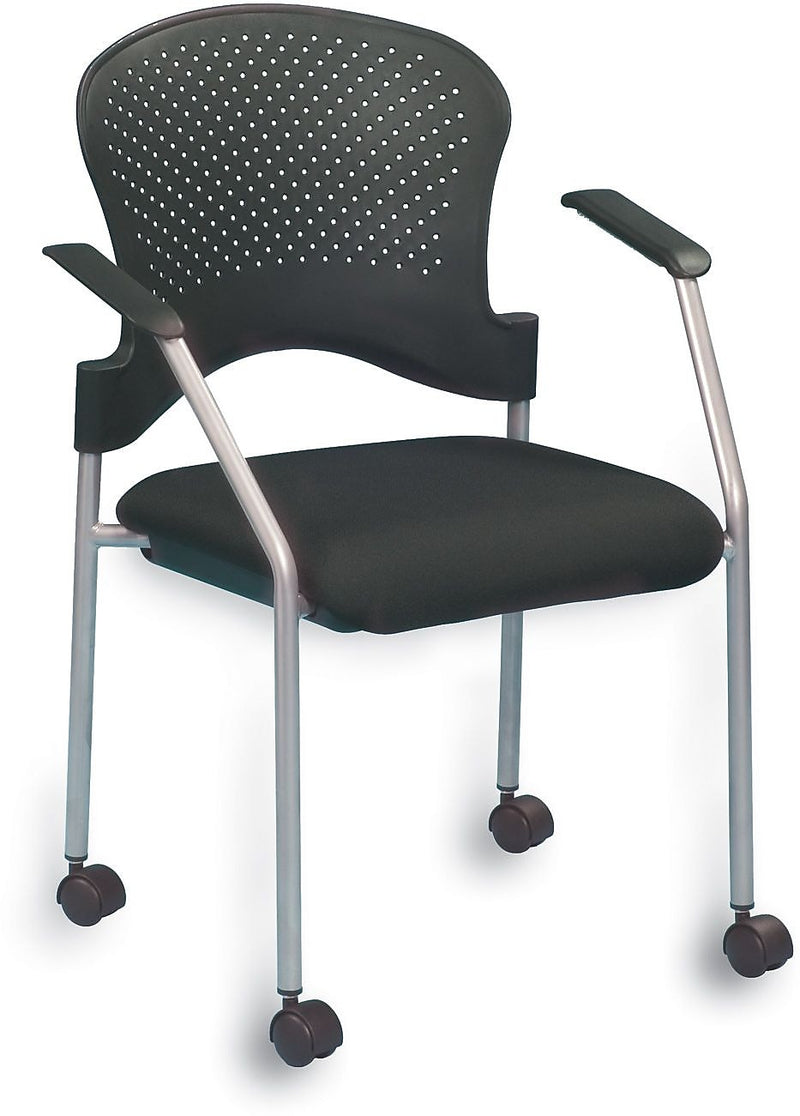 Raynor Eurotech Fabric Seat Breeze 4 Leg Side Chair, with Caster, Grey, 2/Carton