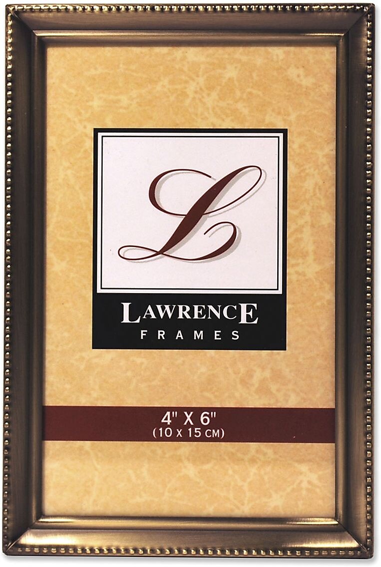 Lawrence Frames 4" x 6" Antique Brass Picture Frame, Bead Border Design (11446)
