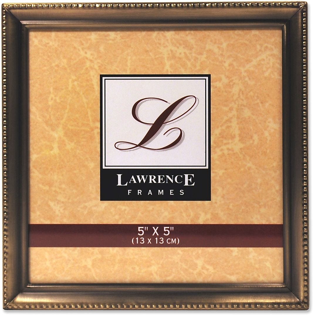 Lawrence Frames 5" x 5" Antique Brass Picture Frame, Bead Border Design (11455)