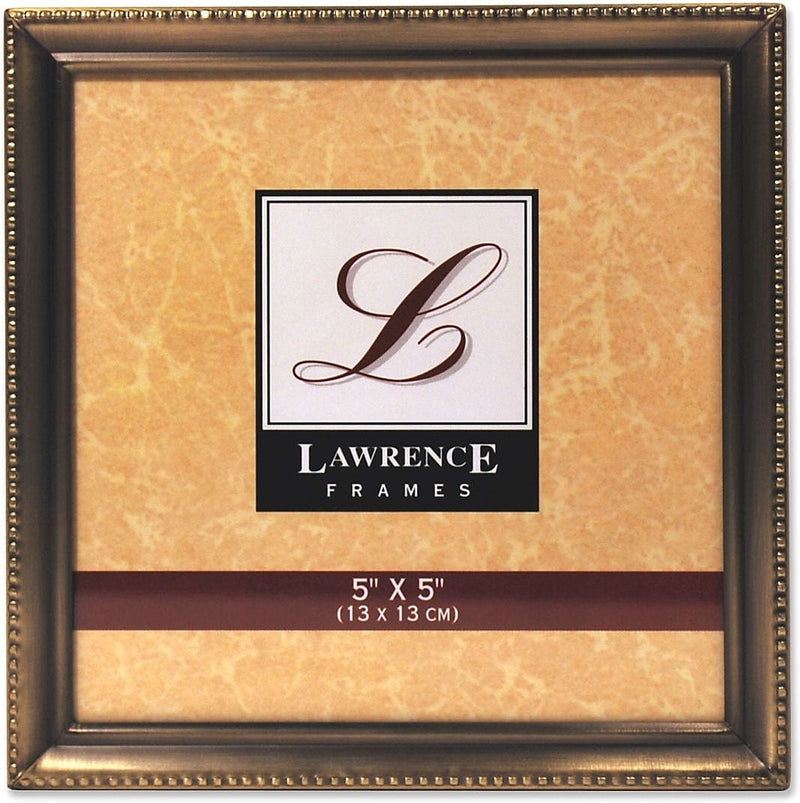 Lawrence Frames 5" x 5" Antique Brass Picture Frame, Bead Border Design (11455)