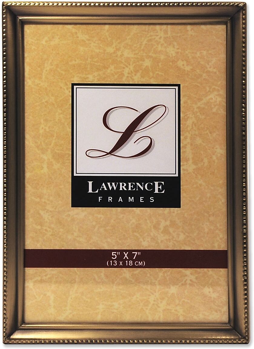 Lawrence Frames 5" x 7" Antique Brass Picture Frame, Bead Border Design (11457)