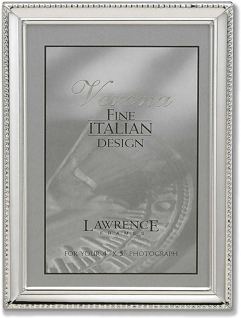 Lawrence Frames Polished Silver Plate 4" x 5" Picture Frame - Bead Border Design
