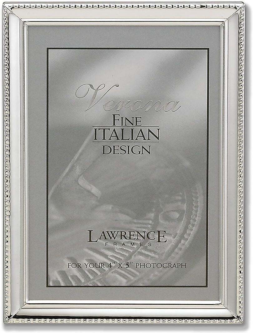 Lawrence Frames Polished Silver Plate 4" x 5" Picture Frame - Bead Border Design