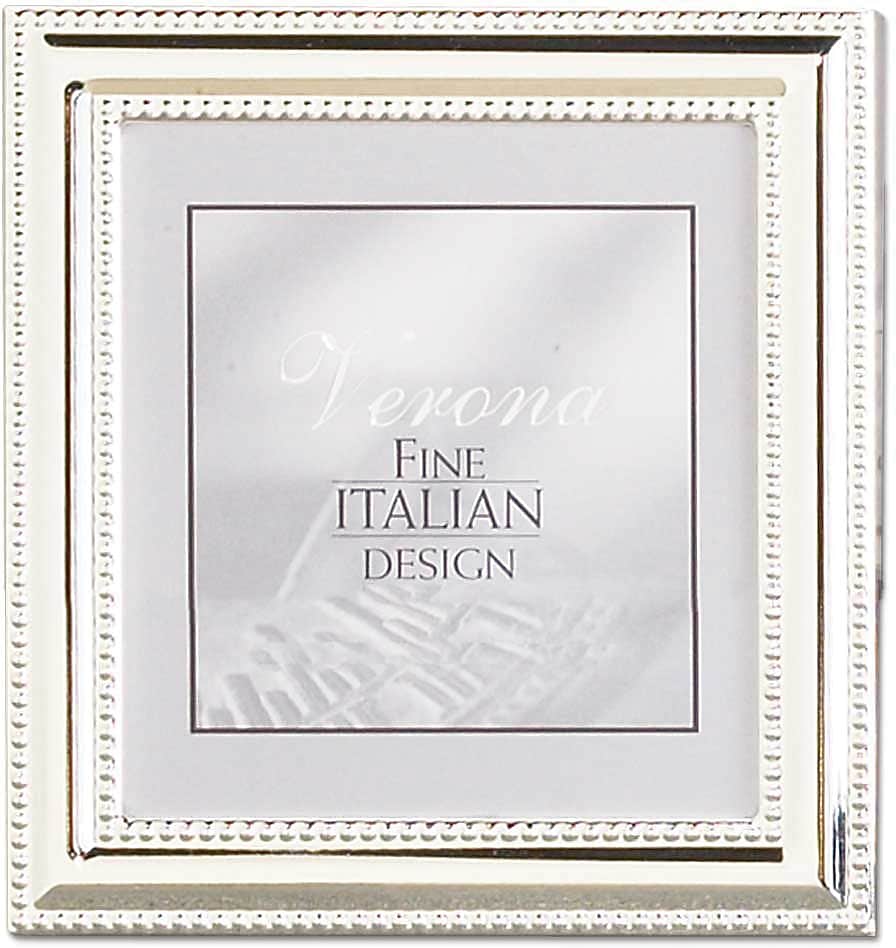 Lawrence Frames 5"x 5" Metal Picture Frame, Silver-Plate with Delicate Beading (510755)