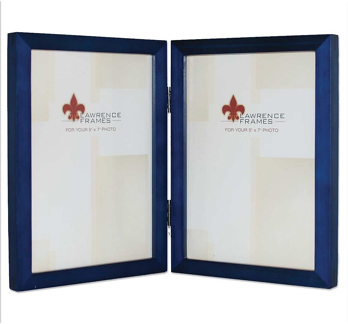 Lawrence Frames Gallery Collection 5" x 7" Hinged Double Wood Picture Frame, Blue (755757D)