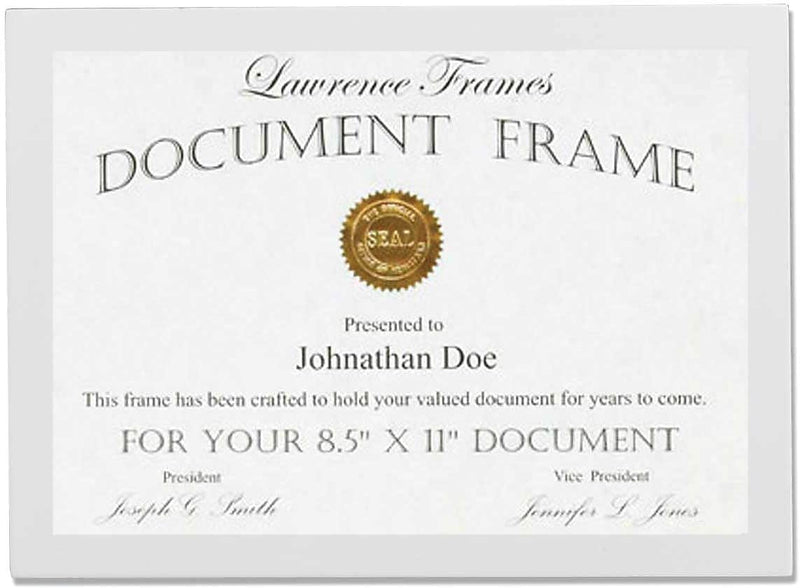 Lawrence Frames Gallery Collection 8.5" x 11" Wood Certificate Picture Frame, White (755881)