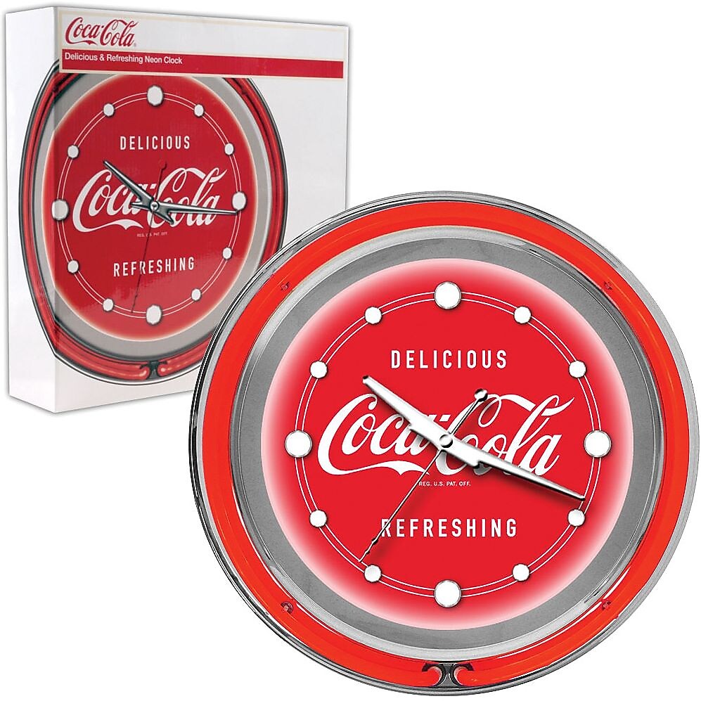 Coca-Cola Neon Clock, 14 1/2" L x 14 1/2" W x 3" H