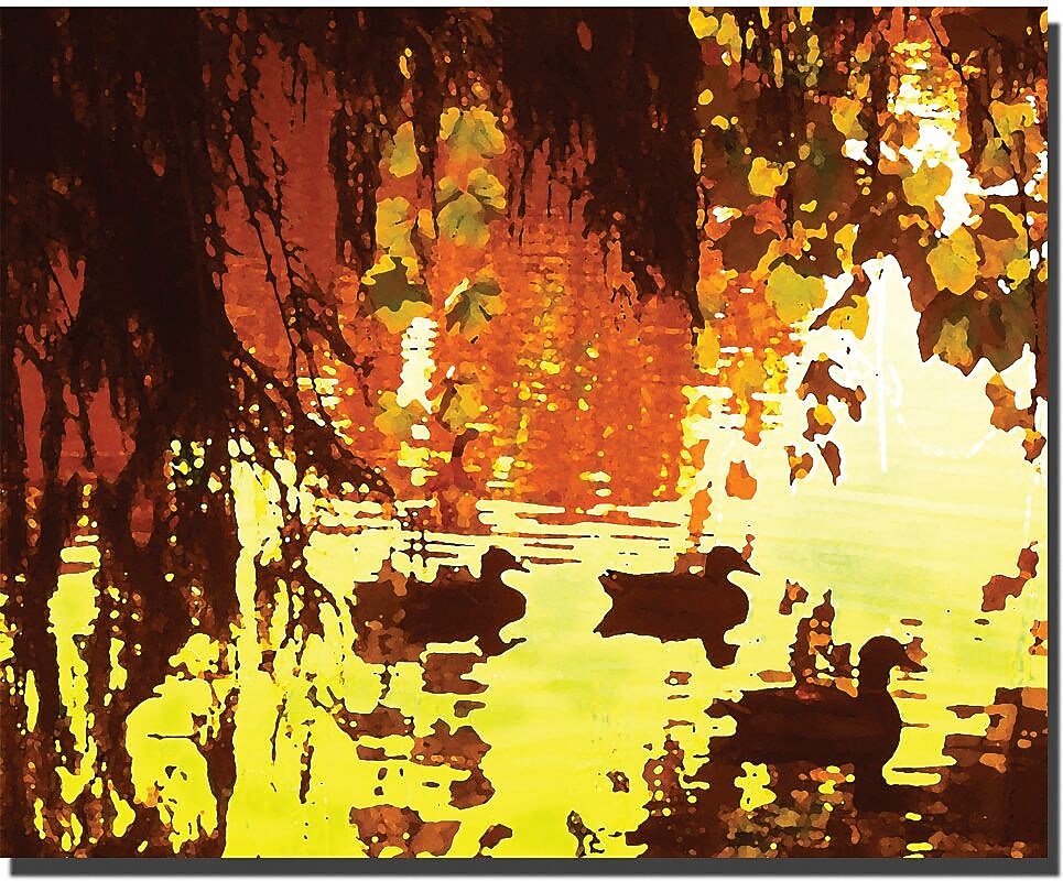 Trademark Global Amy Vangsgard "Ducks on Lake" Canvas Art, 18" x 24"