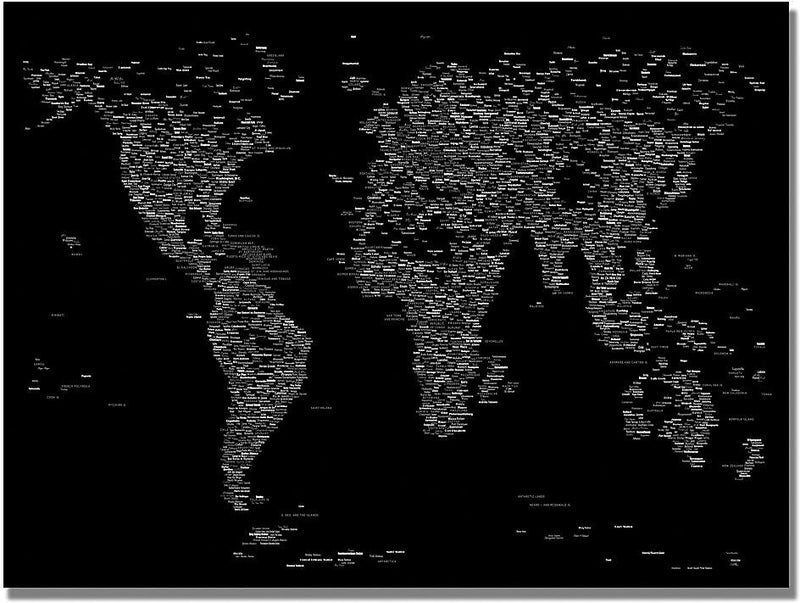 Trademark Global Michael Tompsett "Font World Map III" Canvas Art, 18" x 24"