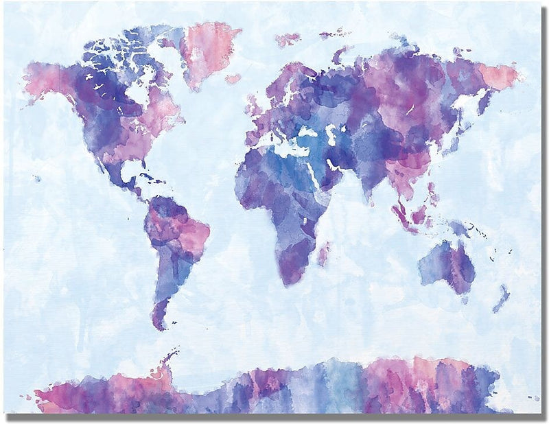 Trademark Global Michael Tompsett "Watercolor World Map IV" Canvas Art, 18" x 24"