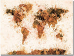 Trademark Global Michael Tompsett "Bronze Paint Splash World Map" Canvas Art, 22" x 32"