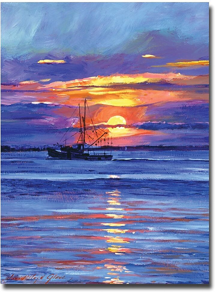 Trademark Global David Lloyd Glover "Salmon Trawler at Sunrise" Canvas Art, 18" x 24"