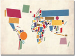 Trademark Global Michael Tompsett "Abstract Shapes World Map" Canvas Art, 30" x 47"