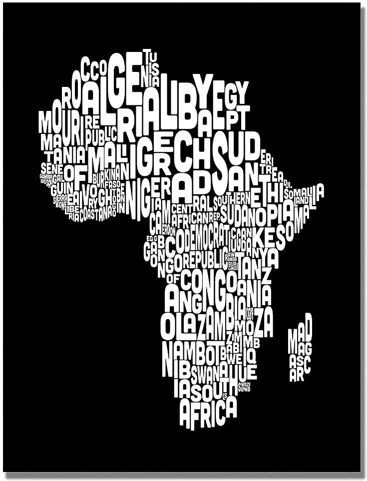 Trademark Global Michael Tompsett "Africa Font World Map" Canvas Art, 18" x 24"