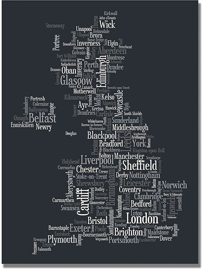 Trademark Global Michael Tompsett "UK Font Cities" Canvas Art, 30" x 47"