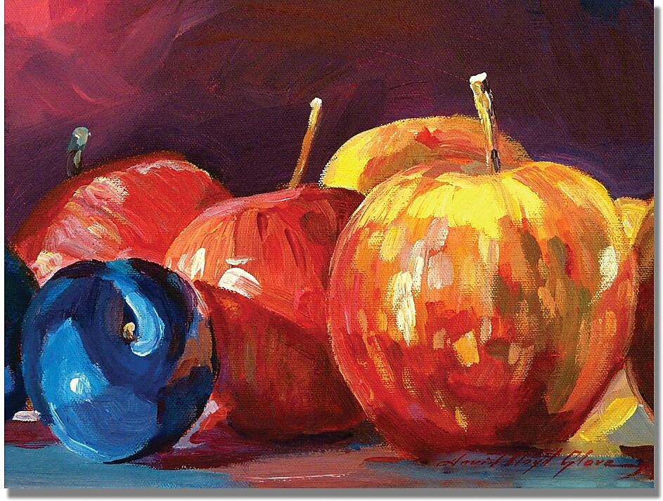 Trademark Global David Lloyd Glover "Ripe Plums and Apples" Canvas Art, 18" x 24"